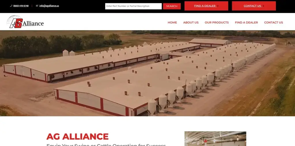 The homepage of the Ag Alliance website